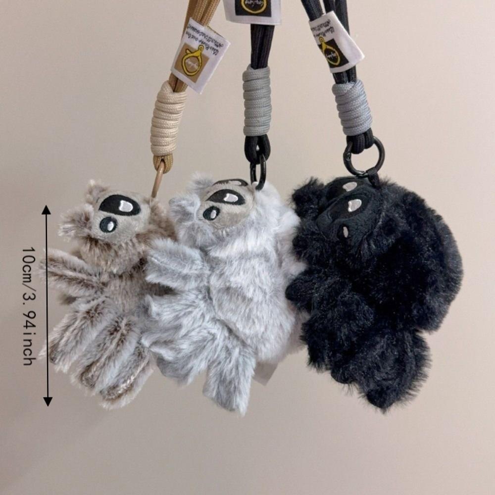 Felliger simulierter Spinnen-Schlüsselanhänger Weicher realistischer Spinnen-Plüsch-Anhänger Kunst-Kaninchenfell Niedliche Spinnenfigur Ornament Taschendekoration