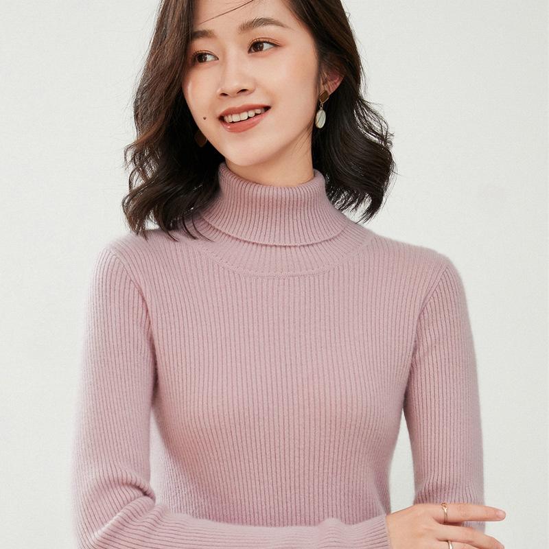 Turtleneck female slim-fitting strips autumn and winter new long-sleeved inner pullover sweater bottoming shirt lapel