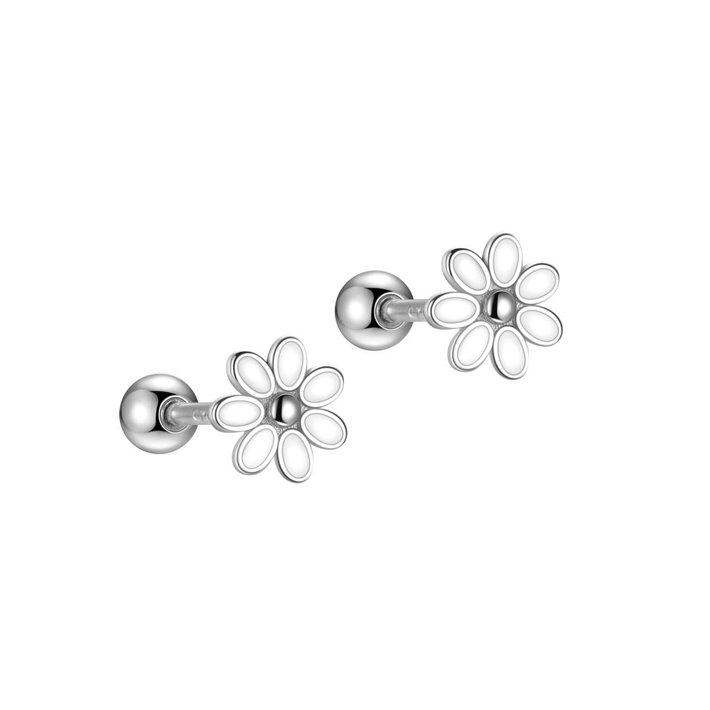 Fine 925 Silver Jewelry Women Fashion Promotion 18K Gold 925 Sterling Silver Earrings Minimalist Drop Glue Flower Stud Earrings