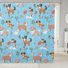 Cartoon Husky Shower Curtains,Cute Dog Animal Kawaii Family Puppy Pet Bath Curtain,Boho Floral Leaves White Waterproof Fabric