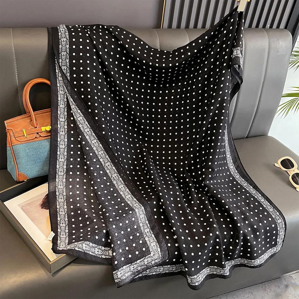 180X90Cm Polka Dot Printed Scarf Women Autumn Winter Cotton Linen Scarf Fashionable And Versatile Sun Protection And Warm Shawl