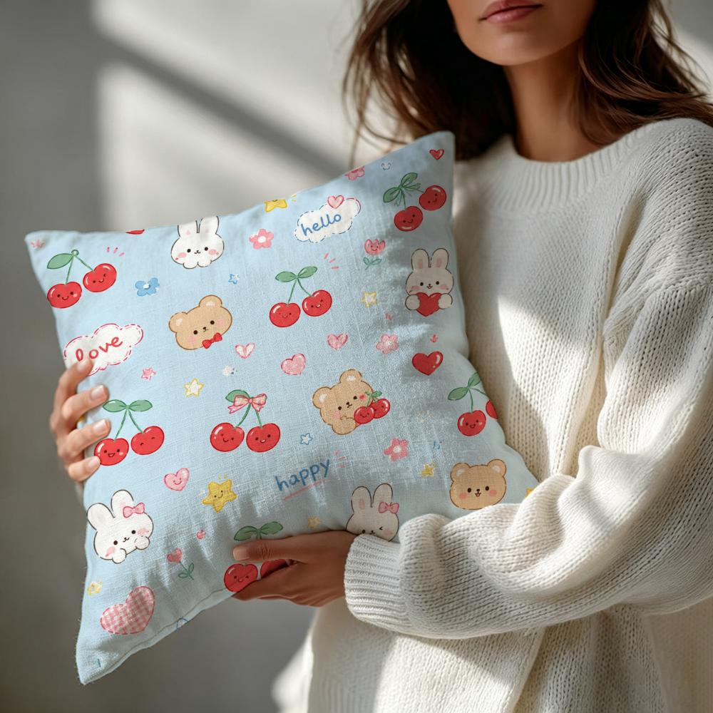 Pattern Cute Japanese Doodle Cushion Cover Patterned Cushion Cover Romantic Cozy Home Sofa Decoration