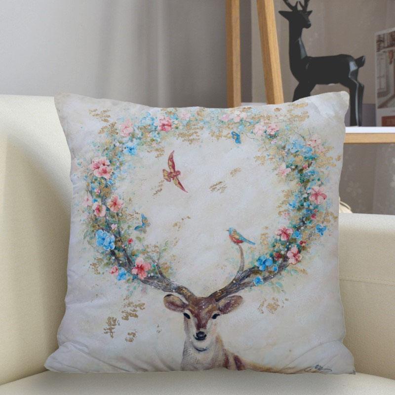 Bedroom Living Room Home Decor Cushion Cover Fantasy Fawn Art Pillowcase Square