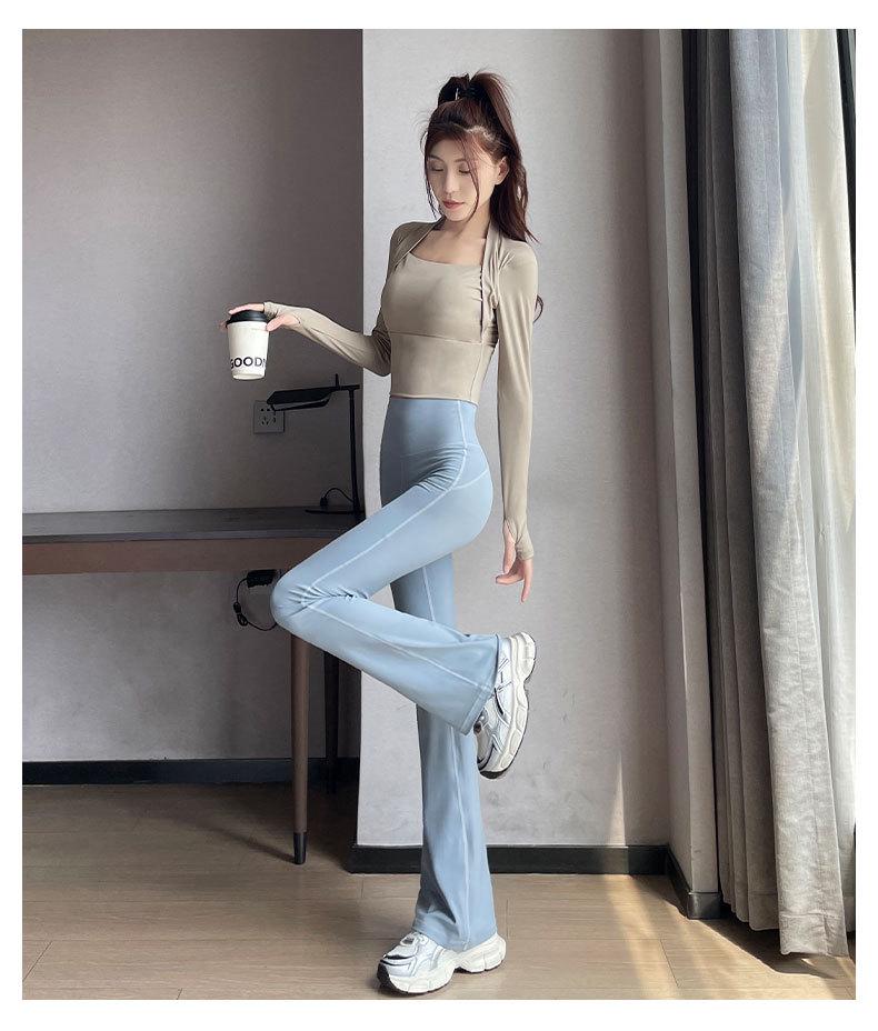 2024 Women's High-End Yoga Set: Quick-Dry Sports Top & Micro Flare Pants