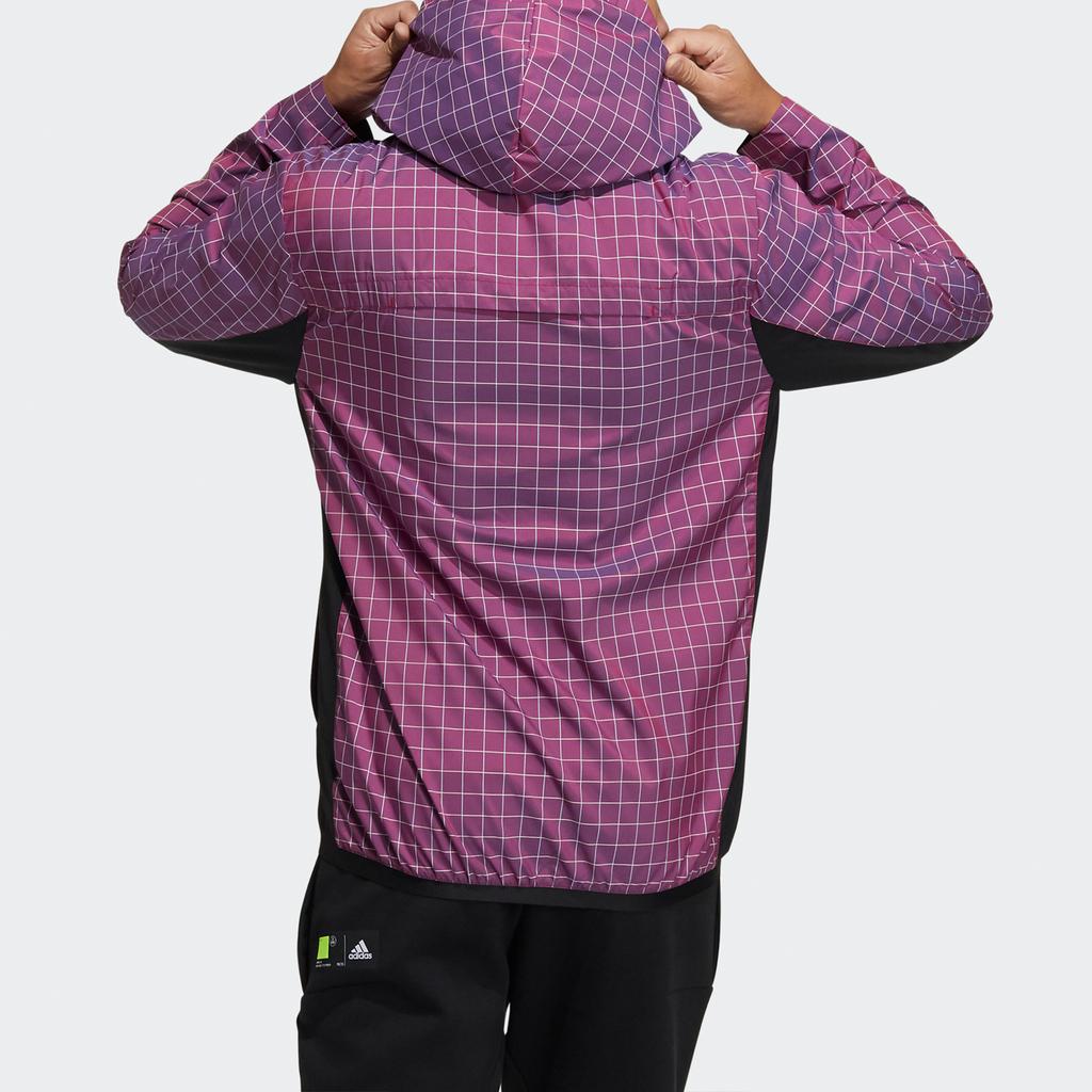 Adidas W.N.D. Sport Checkered Windbreaker Hooded Jacket Men Outerwear Purple GH8162