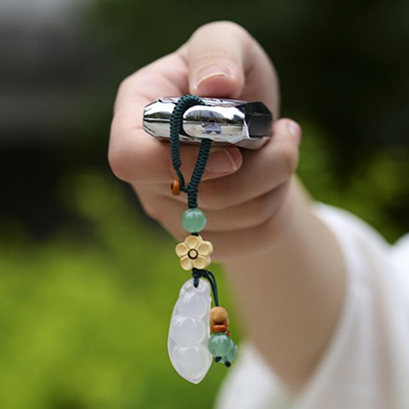 Exquisite Chalcedony Lucky Bean Pendant Symbolizing Fortune And Happiness With Unique Four Season Bean Designs