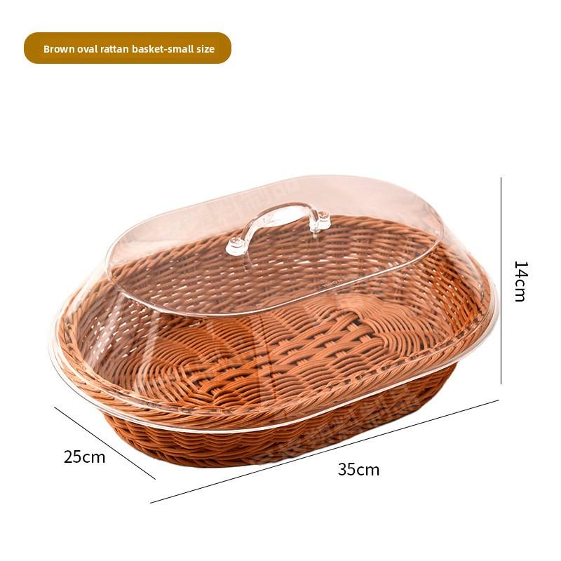

Овальная акриловая корзина для хлеба с крышкой, роскошный поднос для хранения фруктов и овощей в европейском стиле 35cm*25cm*14cm коричневый