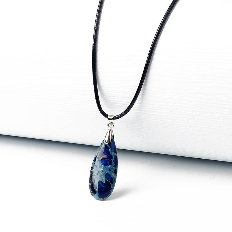 Water-Drop Emperor Stone Pendant Necklaces for Women Reiki Nature Stone Imperial Jaspers Turquoises Necklaces Healthcare Jewelry