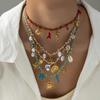 Movable Woven Rope Collarbone Chain Ocean Style Mini Metal Sun Necklace  Kids