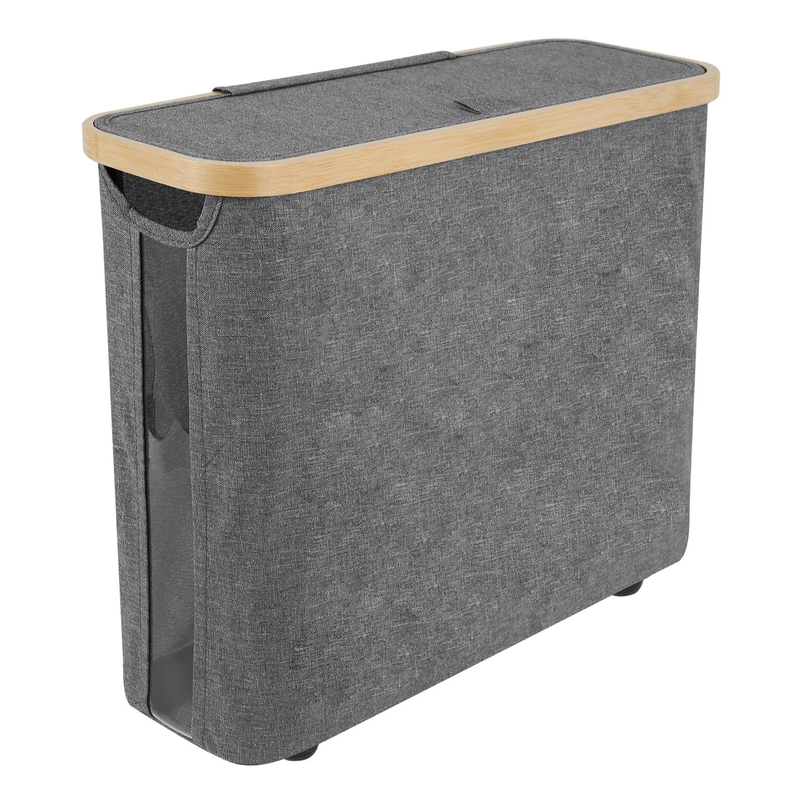 

Bathroom Organizer Basket Large Capacity Toilet Paper Storage Basket with Wood Lid Foldable Multifunctional Toilet Paper Storage