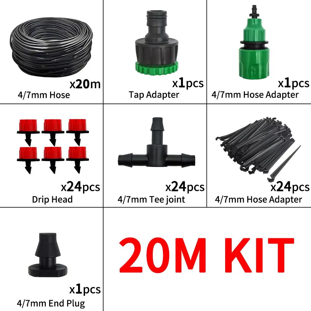 

Садовая капельная ирригация Автоматическая система полива Набор Регулируемый распылитель для горшечного растения бонсай Цветок Овощ Теплица 20M