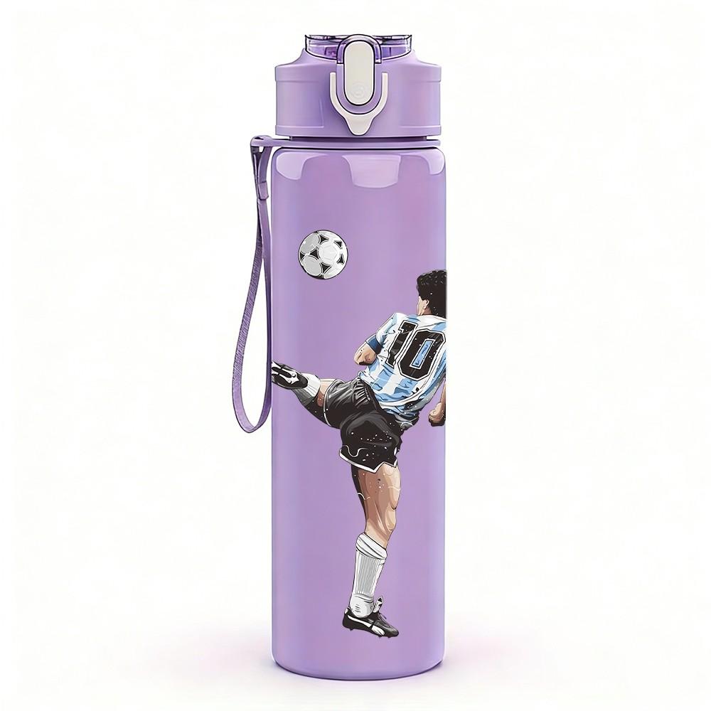 1PC Soccer Player Kicking Ball 750ml Color Plastic Sports Water Bottle Leakproof Flip Straw Lid Suitable for Sports Office Home Use