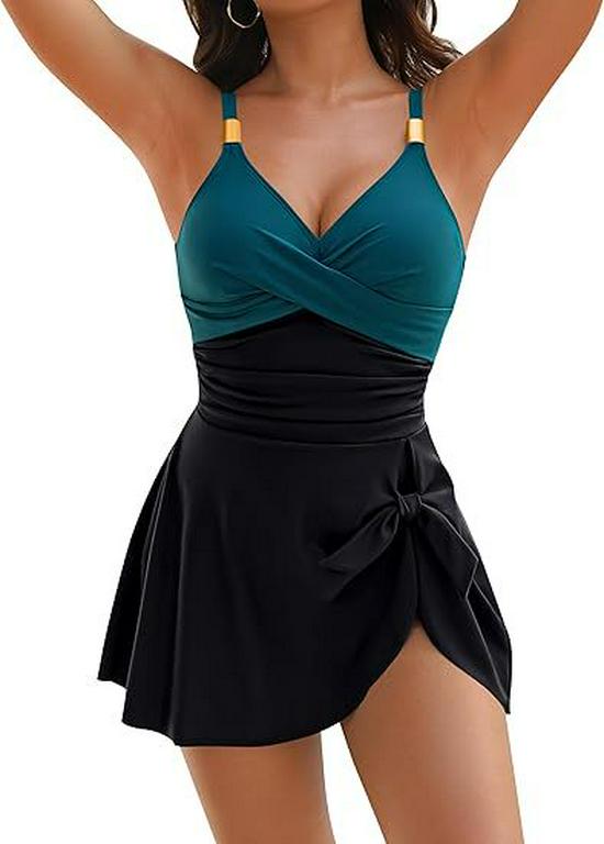 Women's Slimming Cross-Back Multi-Color One-Piece Swimsuit