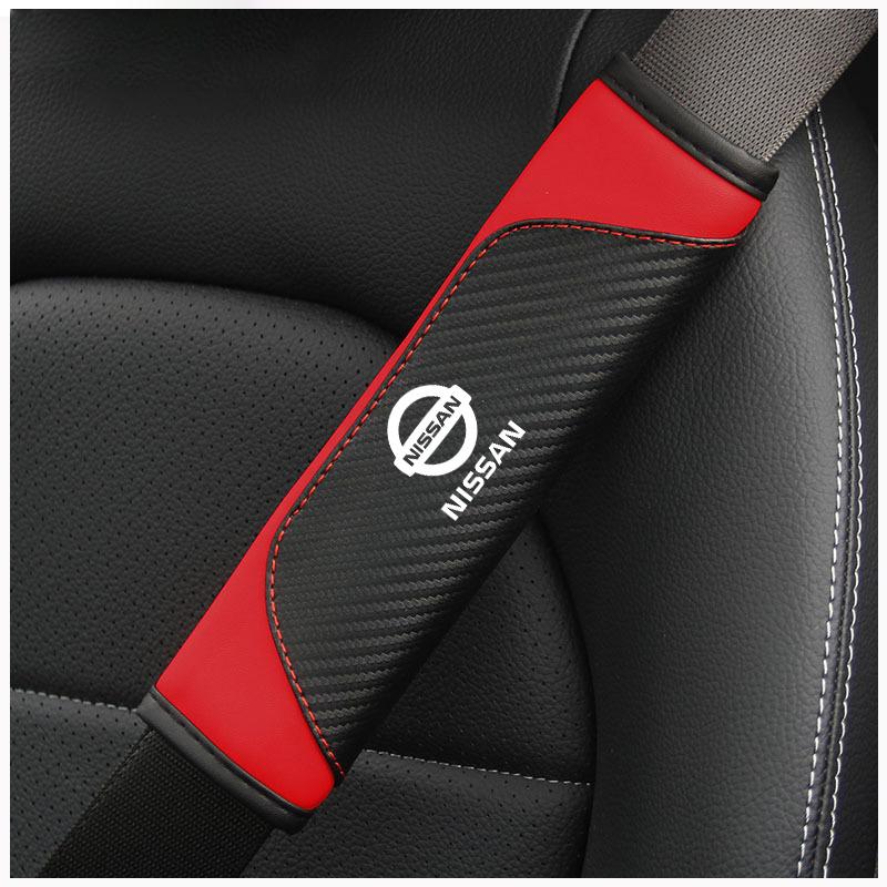 2Pcs PU Leather Car Safety Seat Belt Shoulder Cover For Nissan X-trail Qashqai Note Juke Sentra Patrol Navara Micra Leaf Almera Zl23