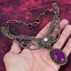 Faceted Kashmir Ruby Necklace Copper Wire Wrapped Adjustable Necklace Gemstone Handmade Jewelry
