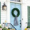 Black And Plaid Wreath Sash, 6ft Long Christmas Wreath Decorative Belt, Satin Fabric Bow For Front Door Wreaths, Holiday D