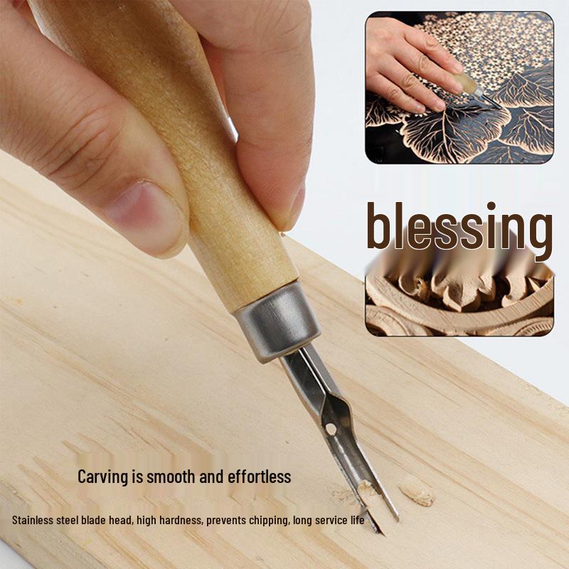 Professional Wood Handle Carving Knife Set - Five-Blade Combo for Creative Printmaking