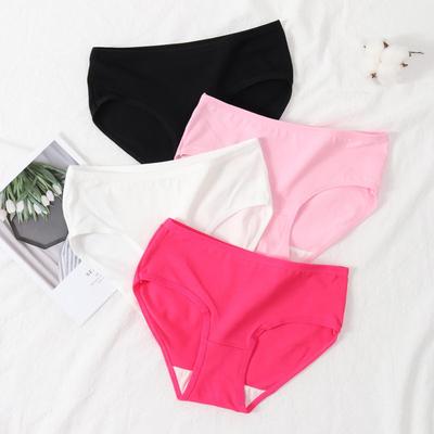 Girls' Korean Style Cotton Mid-Waist Underwear: Solid Color, High School Teen Triangle Briefs