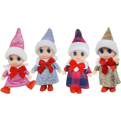 4 Stück Weihnachten Baby Elfenpuppe Weihnachten Mini Elfenpuppe Weihnachten Mini Elfen Baby Puppenspielzeug Baby Elfen