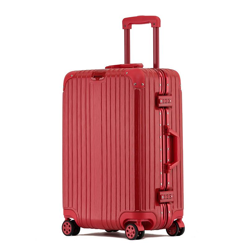 Aluminum-Magnesium Alloy Trolley Case with Universal Wheels, 24" Carry-On for Student Travel & Men's Business, with Combination Lock.