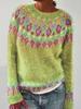 Women's Sweater Round Neck Colour Blocked Loose Fashion Pullover Knitwear Luxurious Relaxed-fit Slimming and Versatile Top