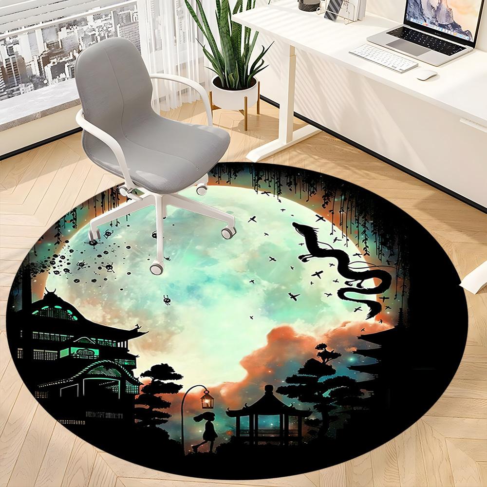 1pc Moonlit Garden Office Round Area Rug, Under Office Chairs Bedroom Living Room Home Decor, Room Deco