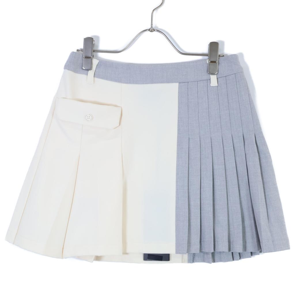 1piu1uguale3 GSP035-PRY093-83 Grey Side Pleated Skirt Skirt 2 White X grayUsed
