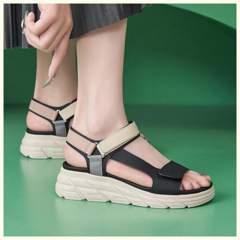 2025 Módní Značka Letní Klínkové Boty Dámské Sandály Silná Podrážka Letní Dovolená Dámské Sandály na Vysokém Podpatku 5cm Protiskluzové Žluté Černé Plus Size 41