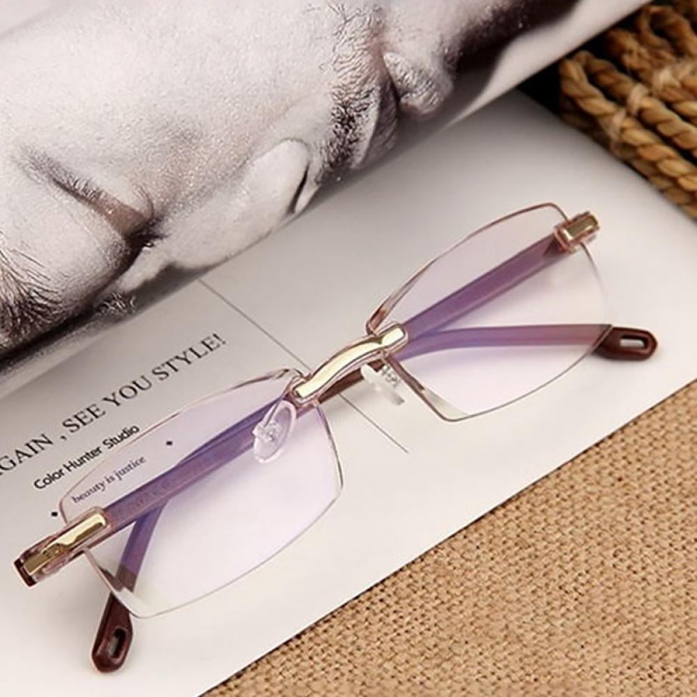 Lightweight Rimless Bifocal Anti-Blue Light Reading Glasses for Men Women Fashion Reader