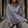 Women's Casual Half Zip Long Sleeve Pocket Hoodie