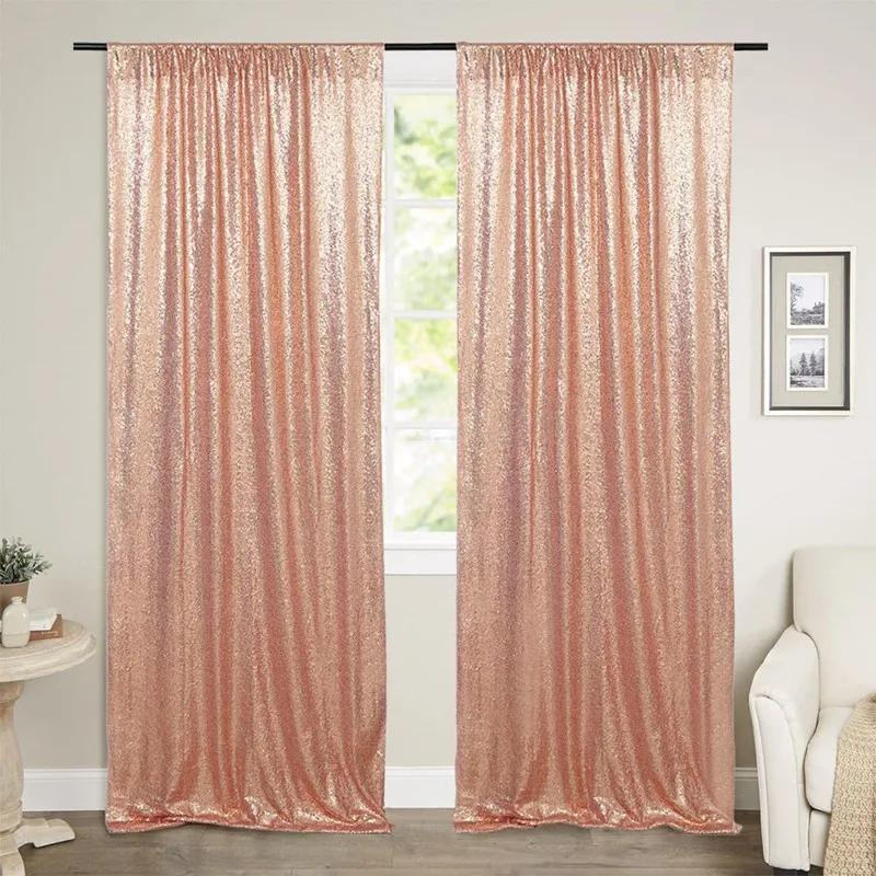 1 Panel Gold Sequin Photo Backdrop Curtain Panels Stage For Shimmer Birthday Wedding Photograph Shower Decoration Backdrop Fabric