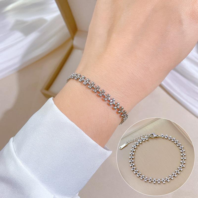 Furnace Real Gold Zircon Hip-Hop Bracelet Gold Fashion Temperament Korean Version Simple Luxury Niche