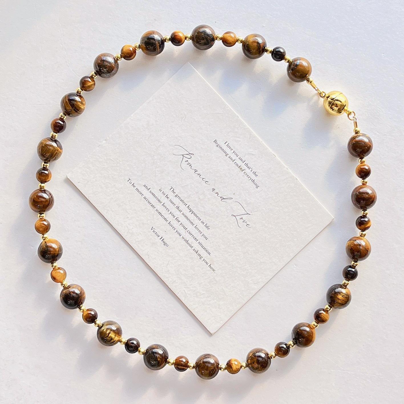 

Maillard Natural Boutique Ожерелье из бусин Тигровый глаз Женская осенне-зимняя цепочка на ключицу Легкая роскошная цепочка для свитера Поддержка верности Восстановление