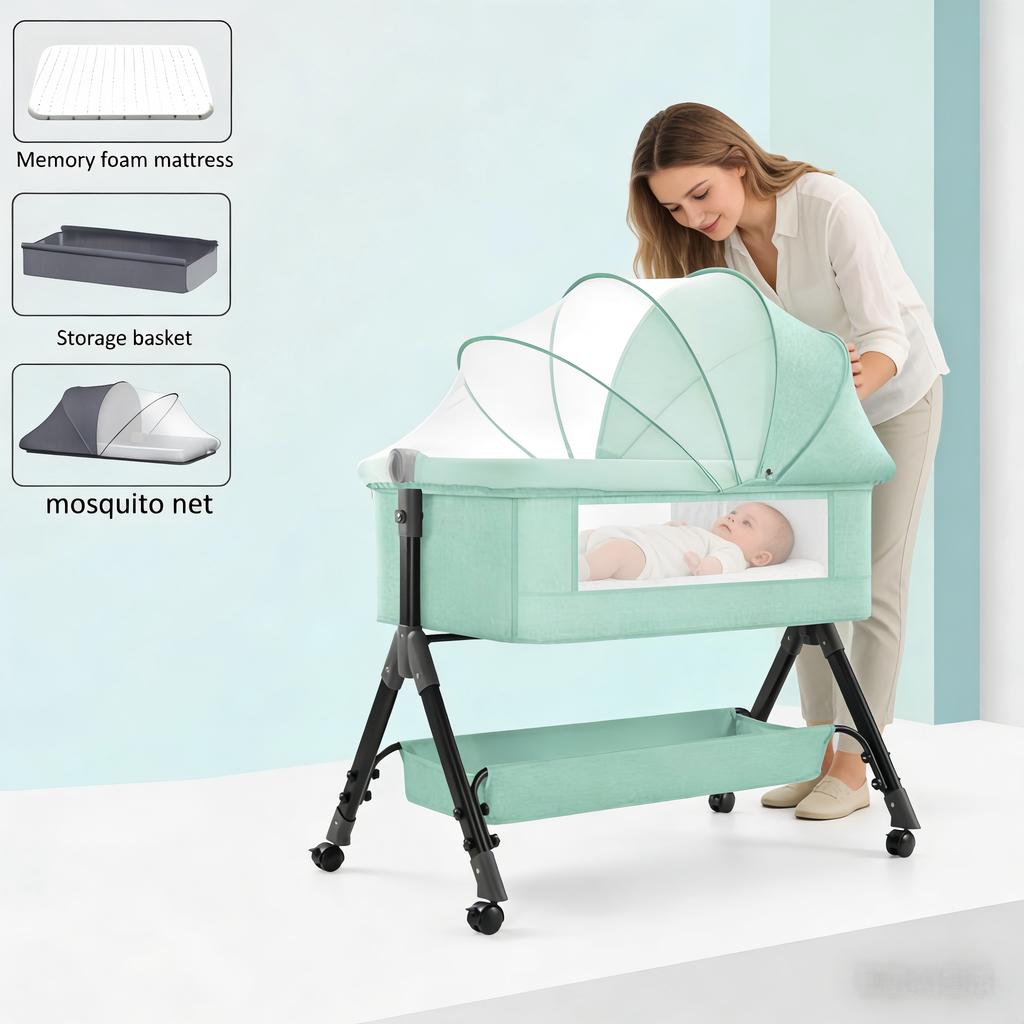 Baby Bedside Bed Newborn Bed Spliced Large Baby Crib Children's Bed Multifunctional Movable Foldable