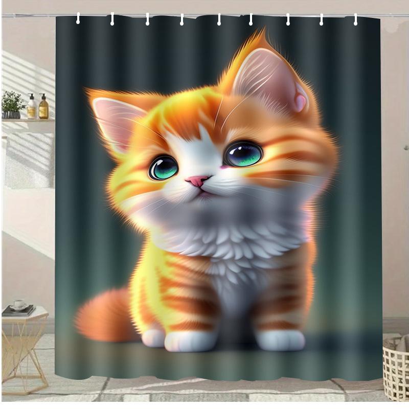 Colored Fruits Washable Dirt-Resistant Shower Curtain Shower Head Waterproof Polyester Bath Curtain For Home Decor Accessories