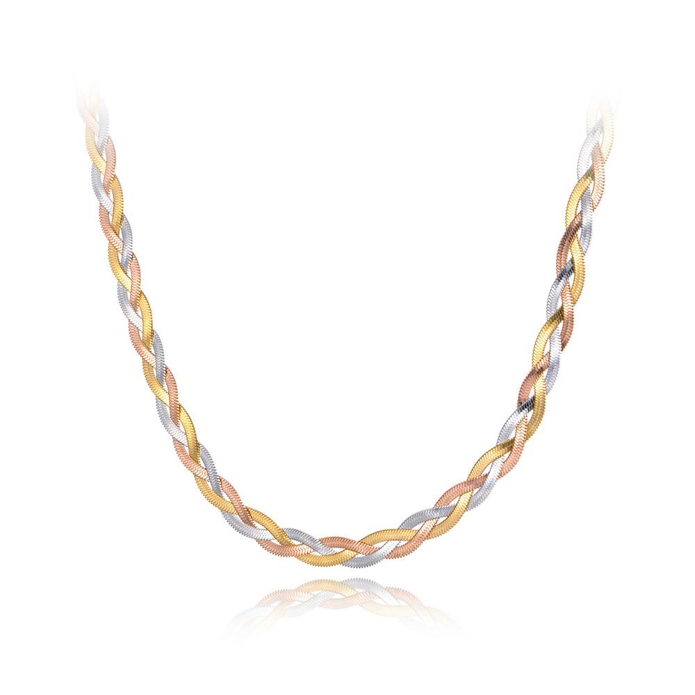 Fashion 316L Stainless Steel Three Layer Weave Necklace Bracelets for Women Flat Snake Chain Handmade Waterproof Jewelry B20126
