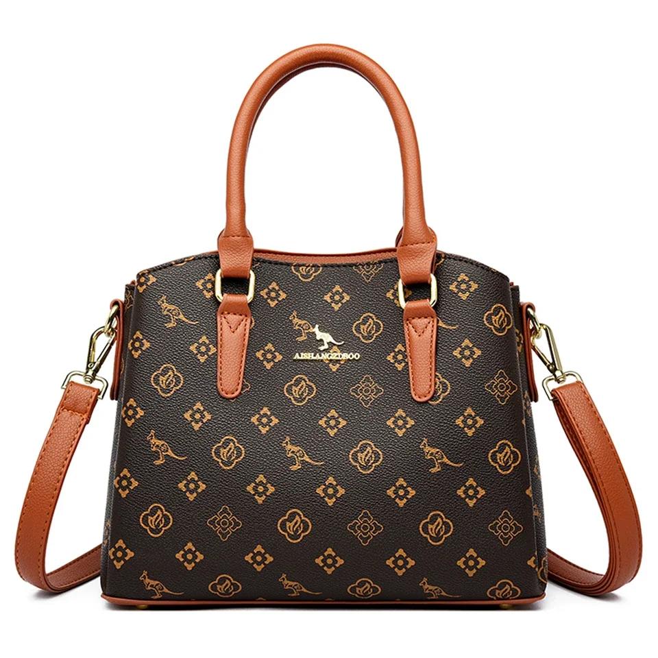 

Стильная женская сумка из прочной кожи с удобными двойными ручками, съемным плечевым ремнем, вместительная и многофункциональная