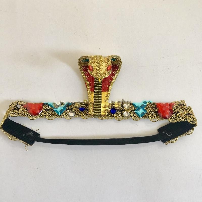 Egyptian Costume Accessories Set Egyptian Headpiece Tassels Beaded Necklace Bracelet Arm Cuffs for Halloween Party Decor