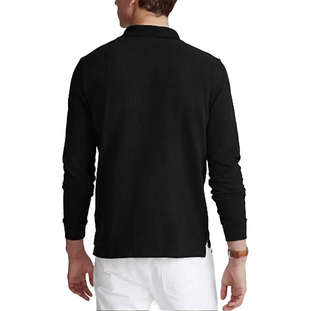 Polo Ralph Lauren Solid Color Pony Embroidered Polo Shirt Long Sleeve Men Tops Black 710686233016