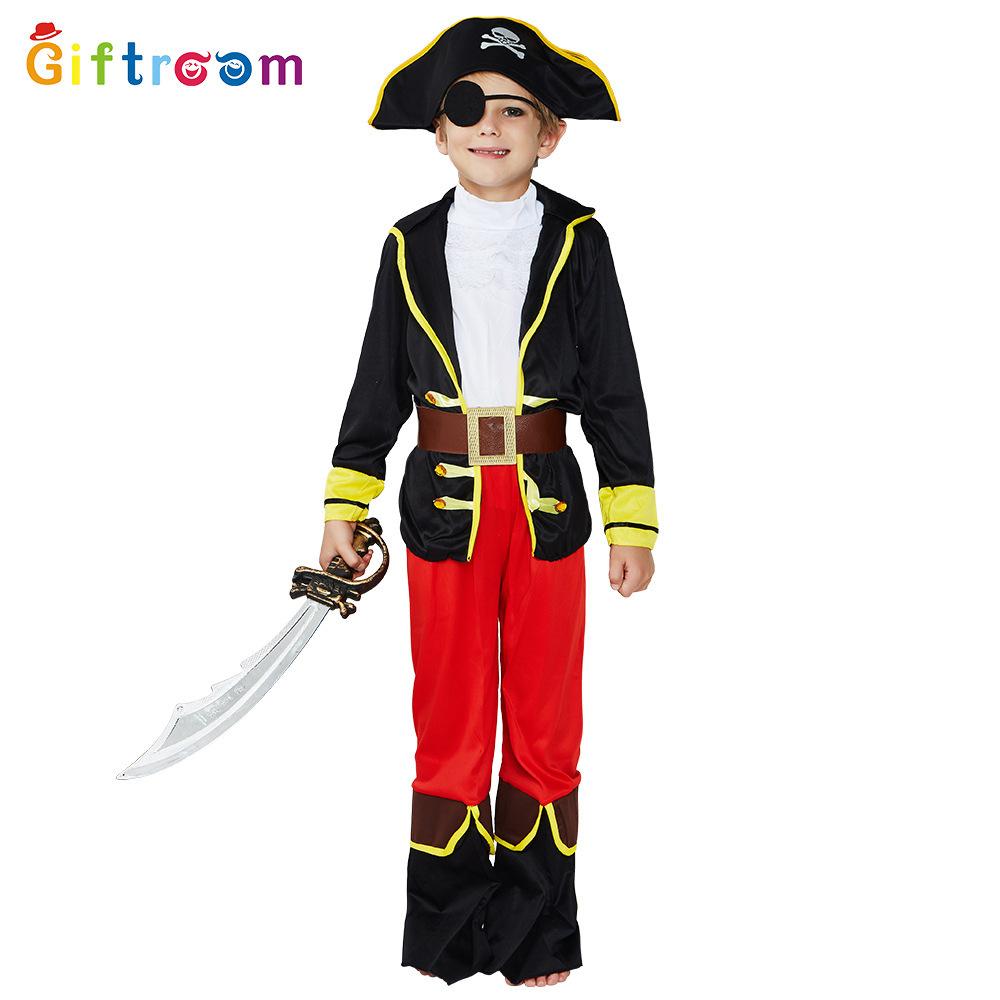 

Восхитительный костюм капитана карибского пирата для мальчиков, изготовленный из полиэстера для удобства ношения M