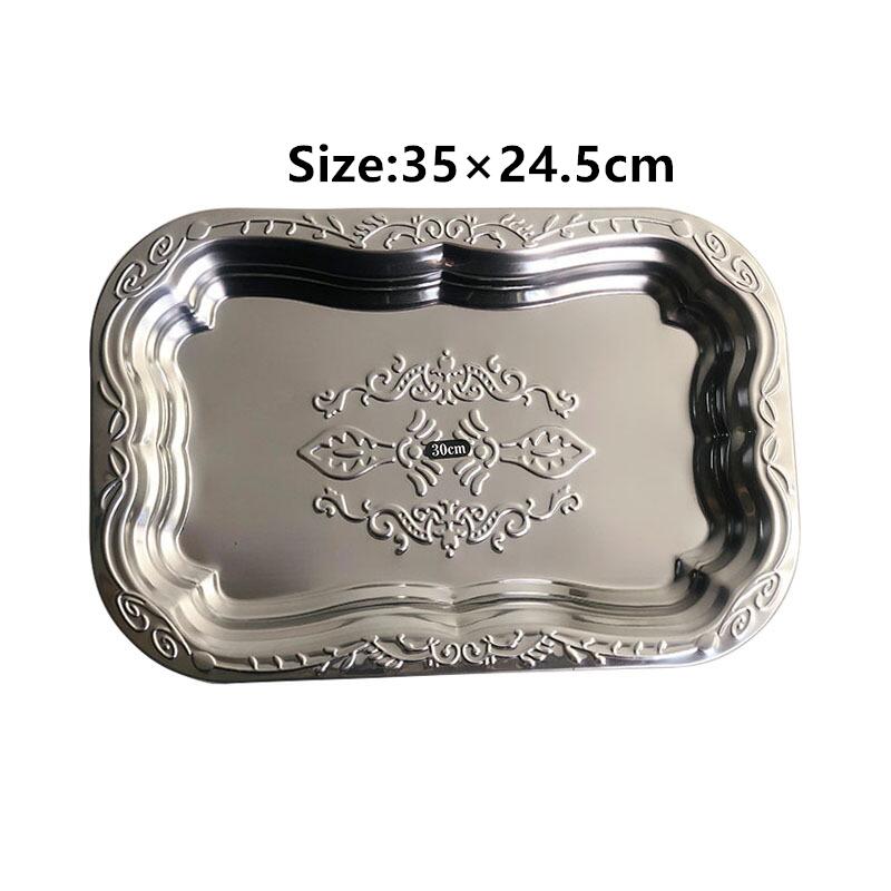 French Retro Stainless Steel Oval Tray Snack Dessert Friut Dish Plate Retro Lace Oval Plate Jewelry, jewelry, Cosmetics Storage