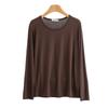 Women's Spring/Summer Modal Round Neck T-shirt - Thin Long Sleeve, Loose, Slimming, Plus Size, Outerwear Top