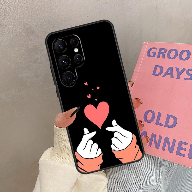 Kpop Hand Finger Heart Case For Samsung Galaxy S21 S22 S23 S24 S25 Ultra S9 S10 S25 Plus S20 FE S25 FE Cover Coque