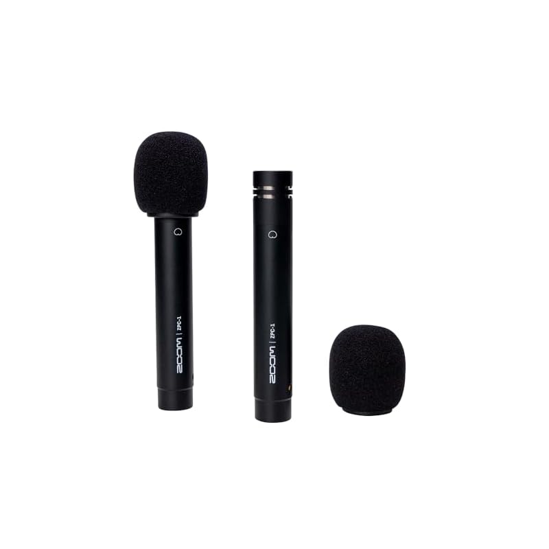 ZOOM ZPC-1 Pencil-Style Condenser Microphones (Set of 2) for Stereo Recording, Drums, Overheads, Acoustic Guitar, and Other Instruments, Lightweight