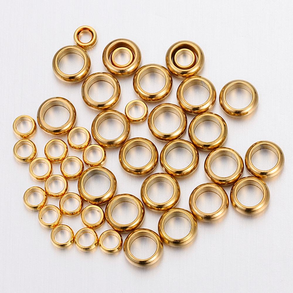 50pcs/lot Stainless Steel Spacer Beads 2-10mm Bead Big Hole Charm Beads for DIY Jewelry Bracelets Making Findings DIY Crafts