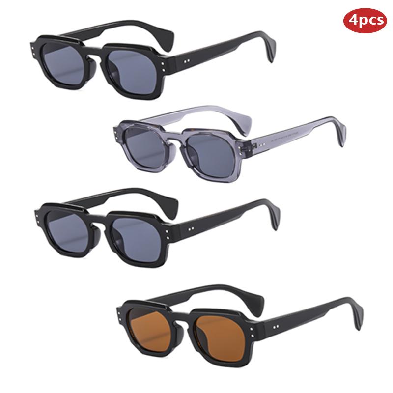 4pcs Fashion Square Sunglasses Women Luxury Brand Sun Glasses Retro Designer Men Trending Black Grey Glasses Shades UV400