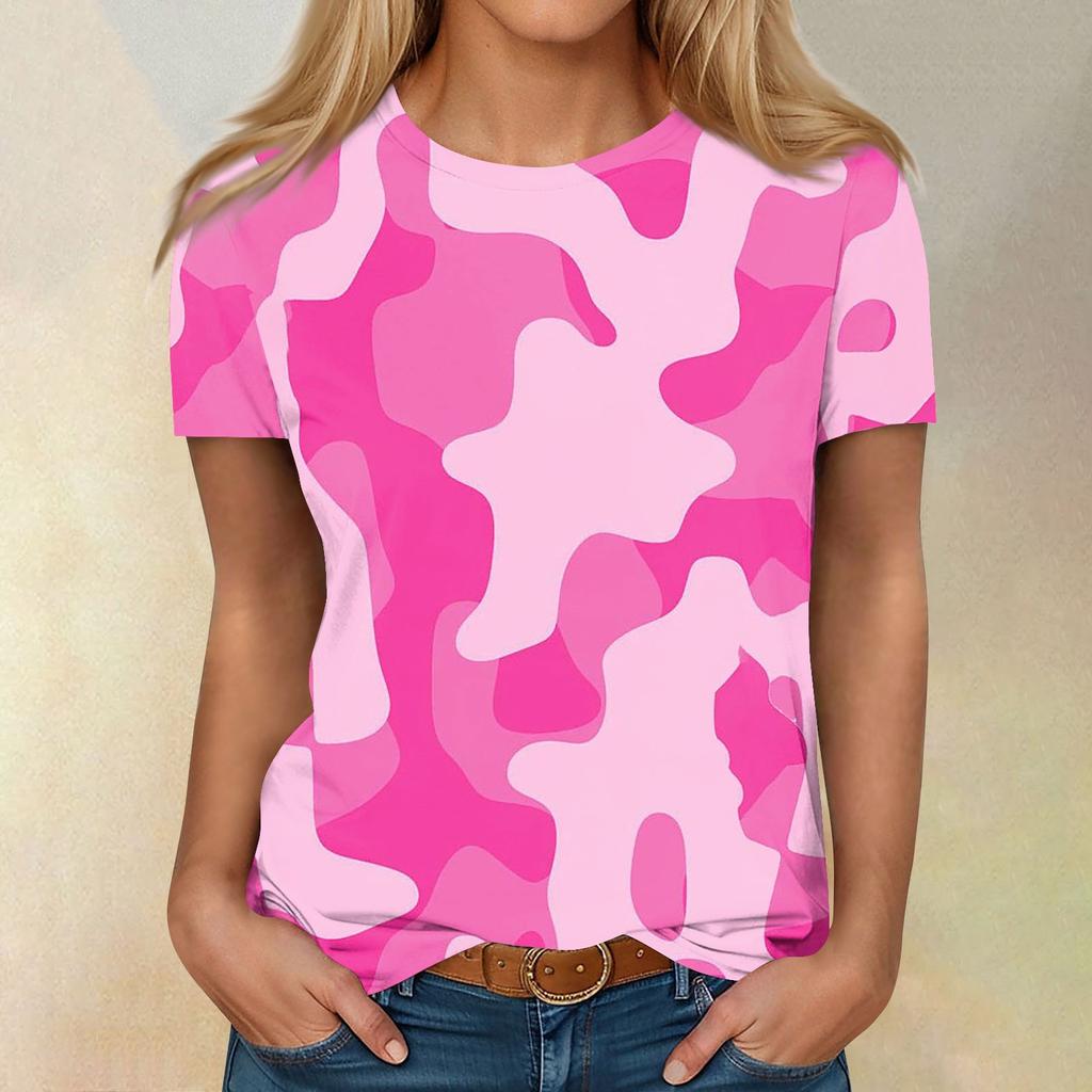 Košile s krátkým rukávem pro ženy Roztomilé topy Trička s potiskem Halenky Běžné Velikosti Basic topy Pulovr