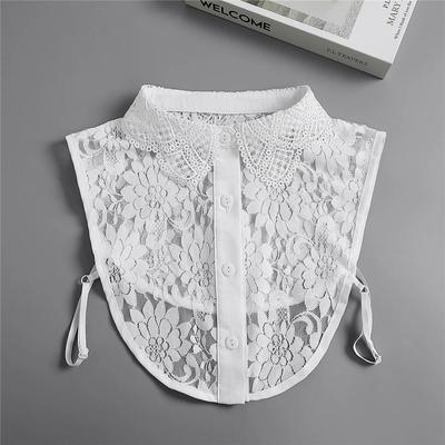 Vintage Floral Lace Detachable Fake Collar for Women Solid Color Half Shirt Blouse Top Adjust Female Sweater Decoration