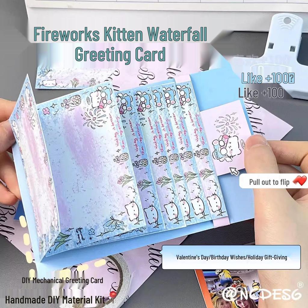 Sada 5 [Nováček 0.01] Ohňostrojové Koťátko Valentýnské DIY Sady na přání