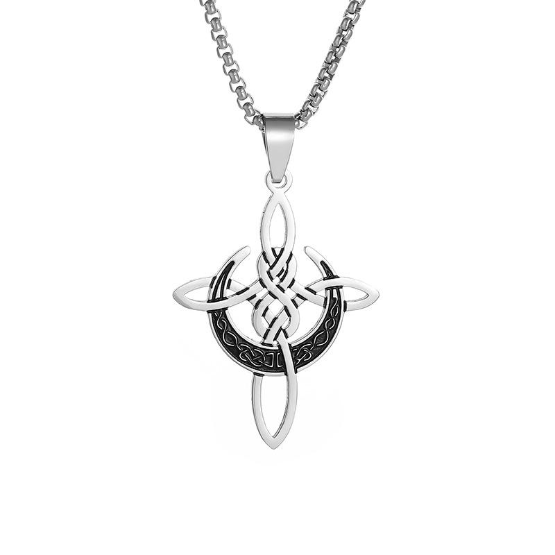 Retro Celtic Knot Hollow Out Pendant Woven Pattern Necklace Handmade Jewelry Gift